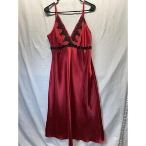 Delicates Lingerie Slip Dress Midi Sz L Black Lace Gown Fairy Witchy Vampirecore